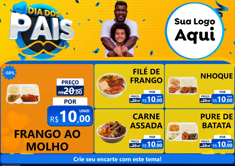 Modelo de Encarte para Encarte A4 Horizontal com o tema Dia dos Pais para Restaurante