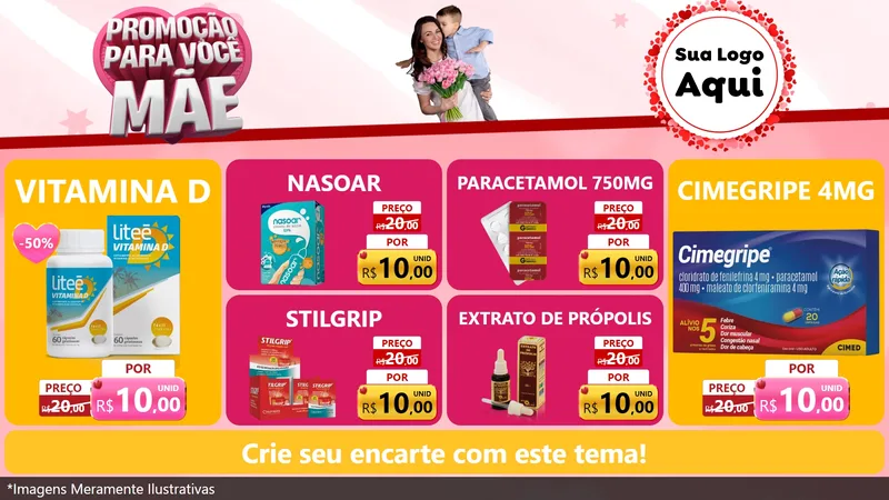 Modelo de TV para TV Horizontal com o tema Promoção Para Você Mãe para Farmácia