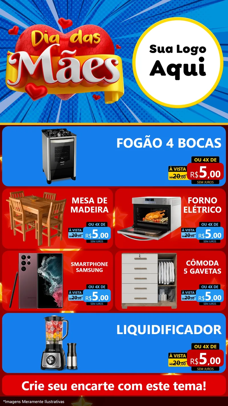 Modelo de TV para TV Vertical com o tema Dia das Mães para Móveis e Eletro