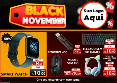 Modelo de Encarte para Encarte A4 Horizontal com o tema Black November para Informática