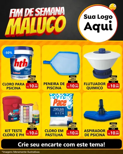 Modelo de Rede Social para Feed Instagram com o tema Final de Semana Maluco para Produtos para Piscina