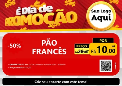 Modelo de Cartaz para Cartaz A4 Horizontal com o tema É Dia De Promoção para Padaria