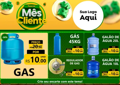 Modelo de Encarte para Encarte A4 Horizontal com o tema Especial Mês do Cliente para Água e gás