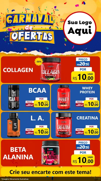 Modelo de TV para TV Vertical com o tema Carnaval de Ofertas para Suplementos alimentares