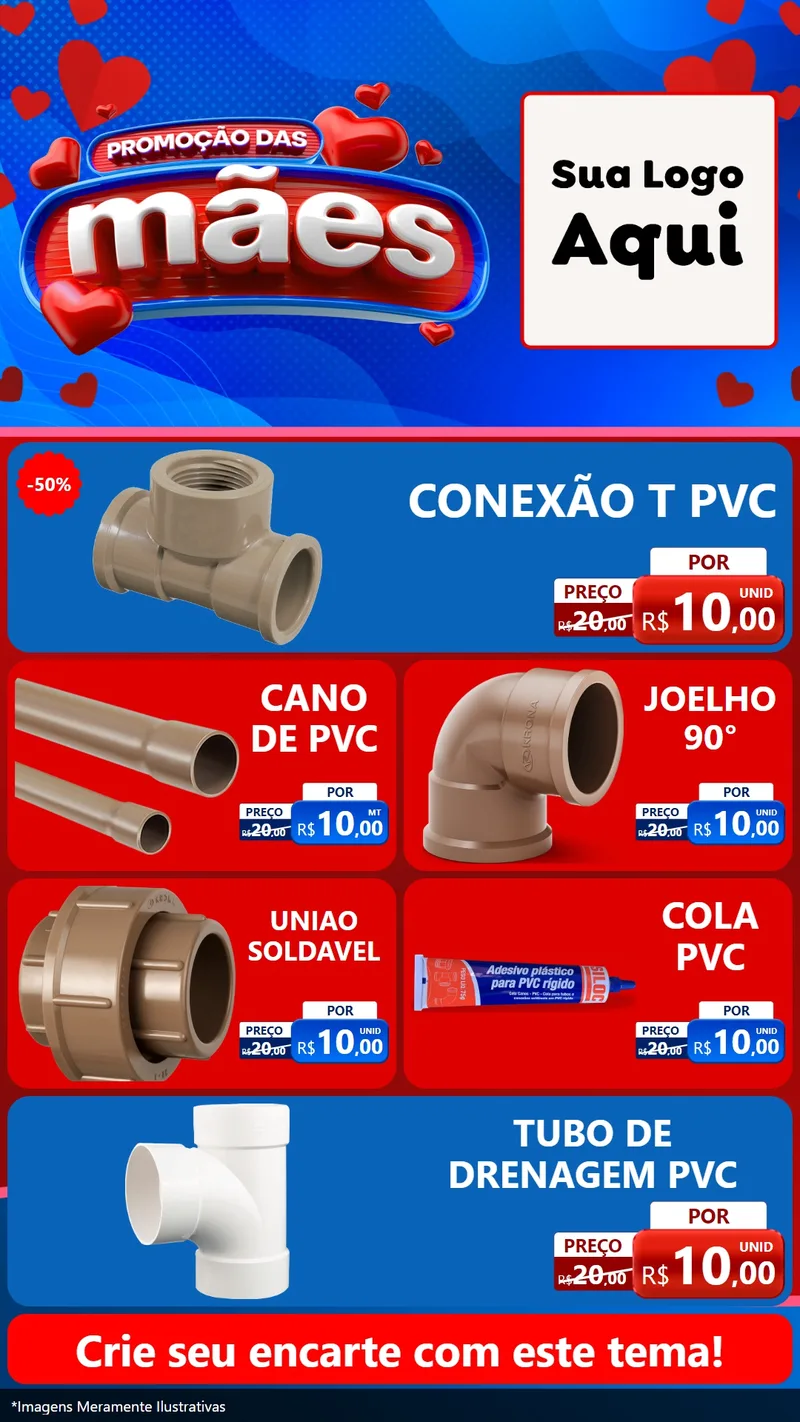 Modelo de TV para TV Vertical com o tema Promoção das Mães para Tubos e conexões