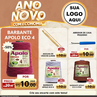 Modelo de Rede Social para Feed Facebook com o tema Ano Novo Com Economia para Armarinho e Aviamentos