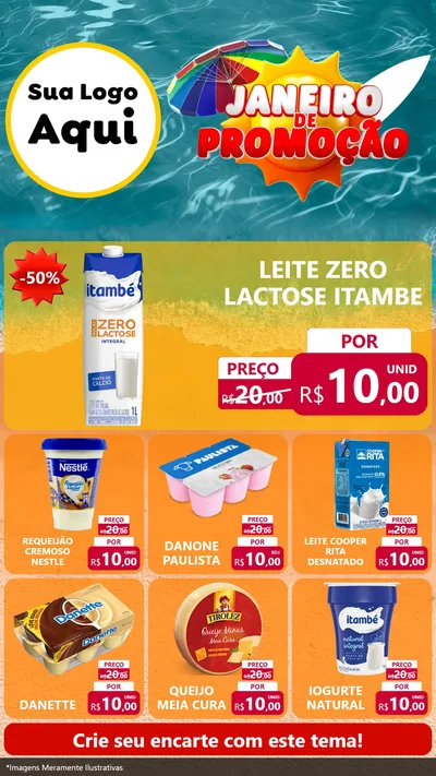 Modelo de Rede Social para Stories com o tema Janeiro de Promoção para Frios e Laticínios