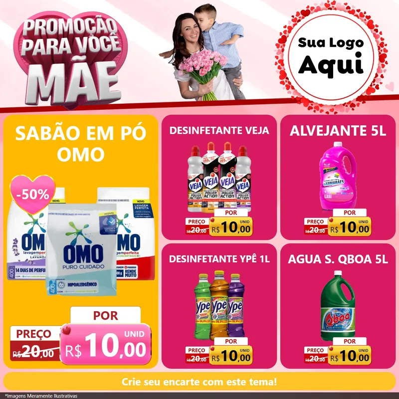 Modelo de Rede Social para Feed Facebook com o tema Promoção Para Você Mãe para Produtos de Limpeza