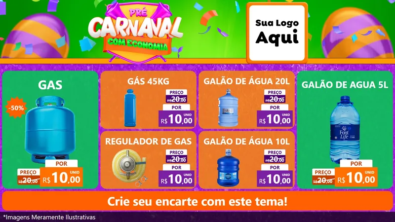 Modelo de TV para TV Horizontal com o tema Pré-Carnaval Com Economia para Água e gás