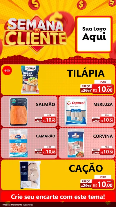 Modelo de TV para TV Vertical com o tema Semana do Cliente para Peixaria