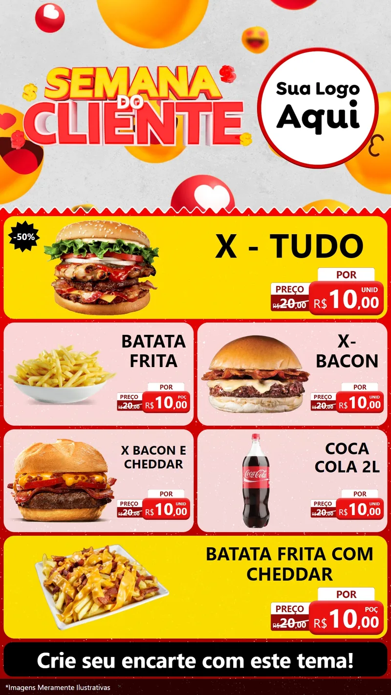 Modelo de TV para TV Vertical com o tema Semana do Cliente para Hamburgueria