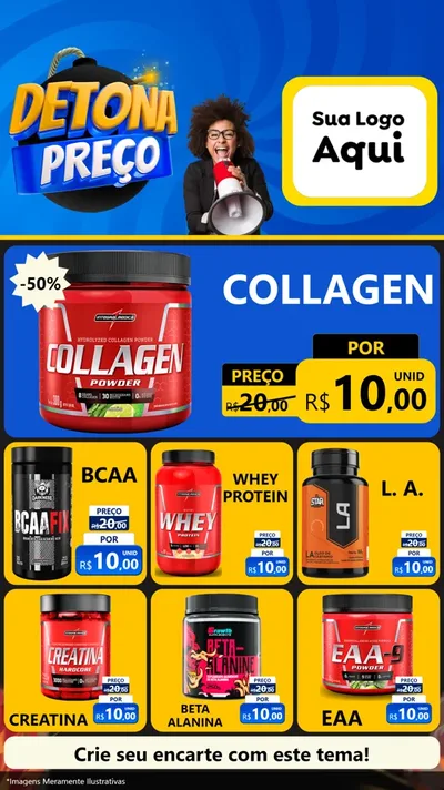 Modelo de Rede Social para Stories com o tema Detona Preços para Suplementos alimentares