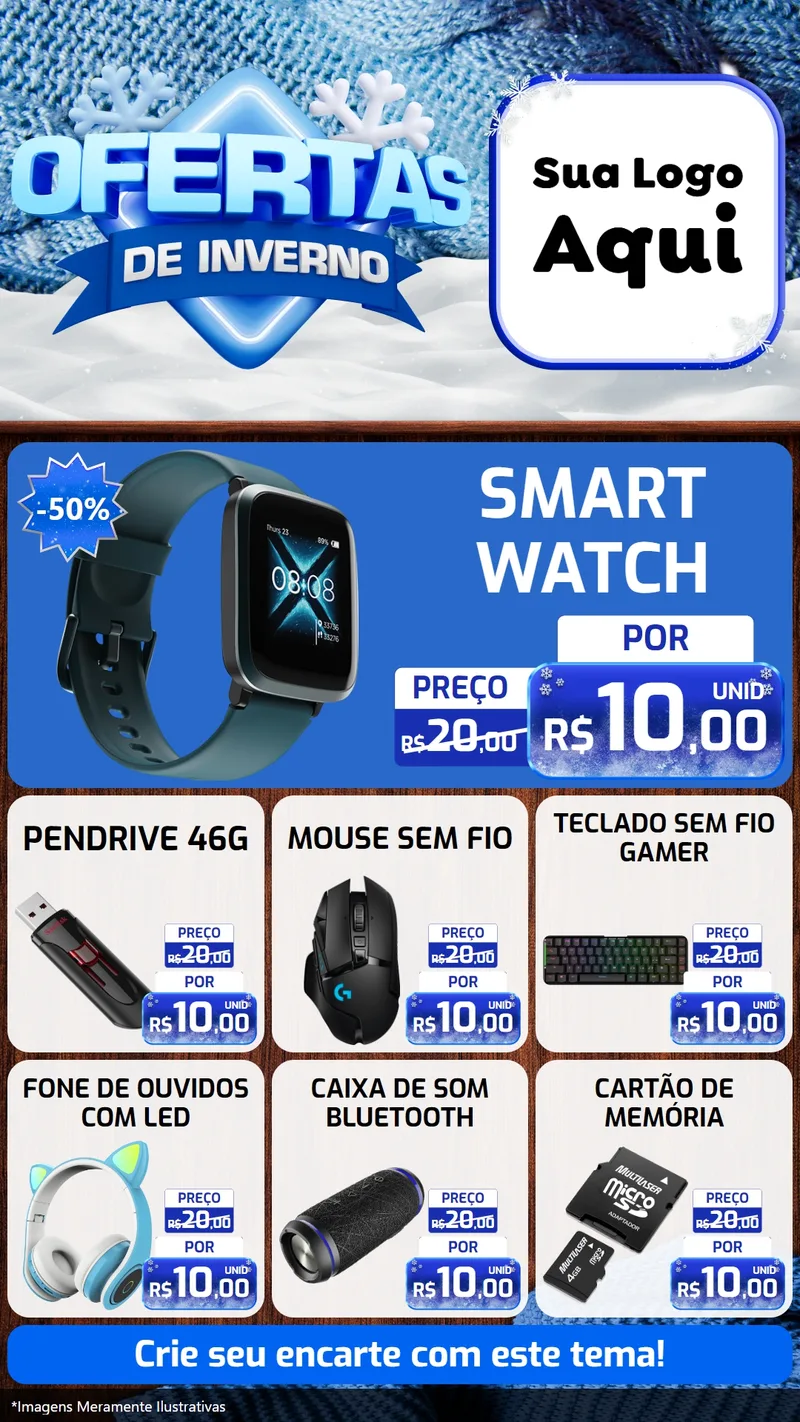 Modelo de Rede Social para Stories com o tema Ofertas de Inverno para Informática