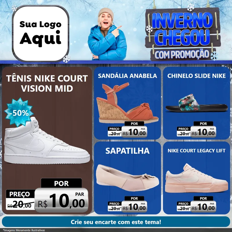 Modelo de Rede Social para Feed Facebook com o tema Inverno Chegou Com Promoção para Calçados