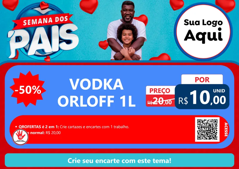 Modelo de Cartaz para Cartaz A4 Horizontal com o tema Semana Dos Pais para Distribuidora de bebidas