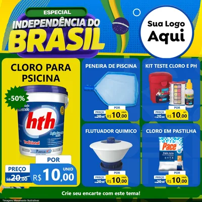 Modelo de Rede Social para Feed Facebook com o tema Especial Independência do Brasil para Produtos para Piscina