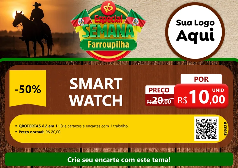 Modelo de Cartaz para Cartaz A4 Horizontal com o tema Especial Semana Farroupilha para Informática