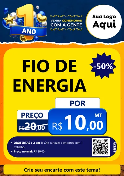 Modelo de Cartaz para Cartaz A4 Vertical com o tema Um Ano de Aniversário para Materiais Elétricos