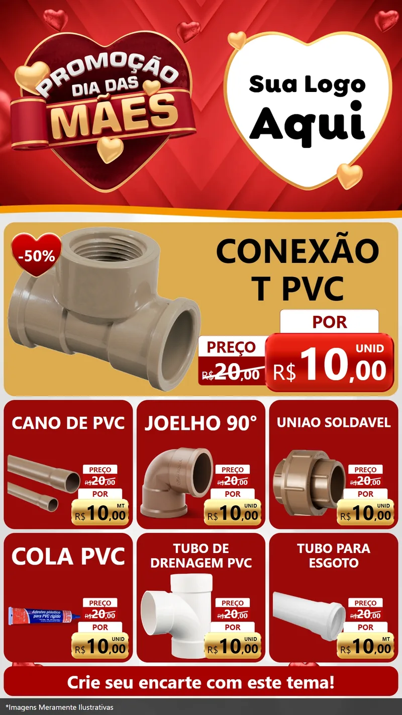 Modelo de Rede Social para Stories com o tema Promoção Dia das Mães para Tubos e conexões