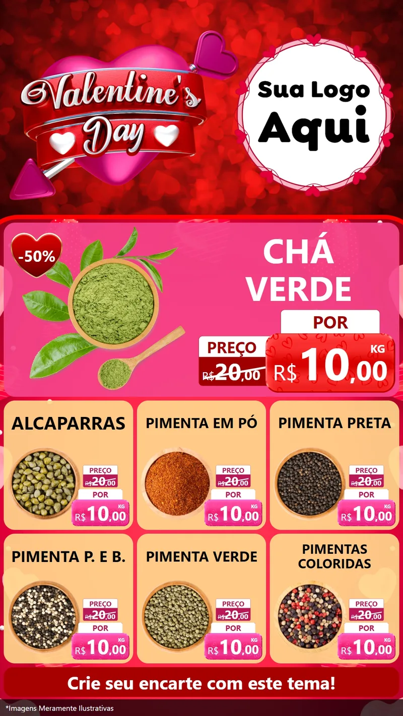 Modelo de Rede Social para Stories com o tema Valentine's Day para Produtos Naturais