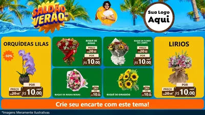 Modelo de TV para TV Horizontal com o tema Saldão de Verão para Floricultura e jardim