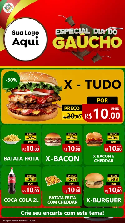 Modelo de Rede Social para Stories com o tema Especial Dia do Gaúcho para Hamburgueria