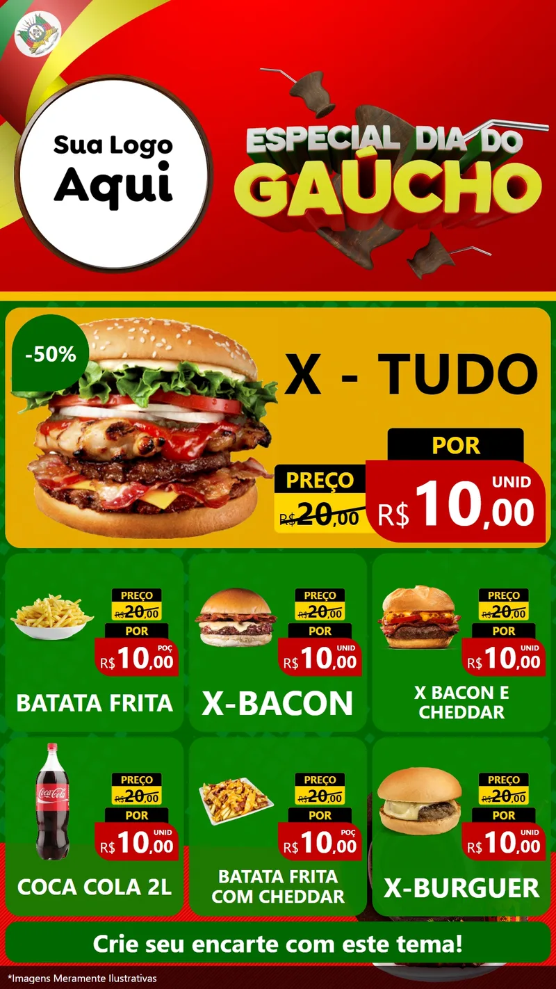 Modelo de Rede Social para Stories com o tema Especial Dia do Gaúcho para Hamburgueria