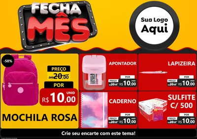 Modelo de Encarte para Encarte A4 Horizontal com o tema Fecha Mês para Papelaria