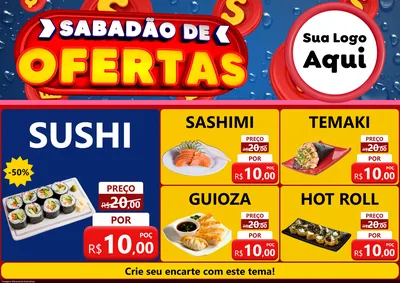 Modelo de Encarte para Encarte A4 Horizontal com o tema Sabadão de Ofertas para Comida japonesa