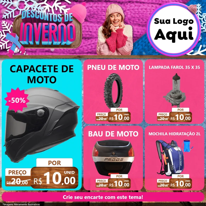 Modelo de Rede Social para Feed Facebook com o tema Descontos de Inverno para Moto peças