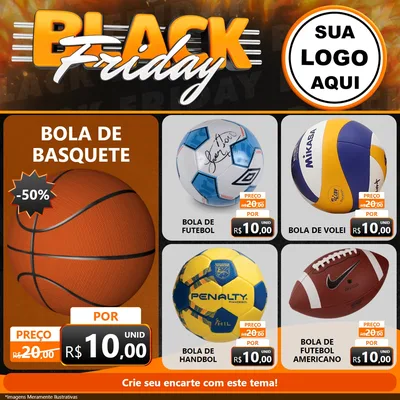 Modelo de Rede Social para Feed Facebook com o tema Black Friday para Artigos Esportivos