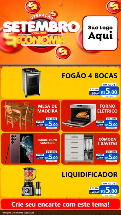 Modelo de TV para TV Vertical com o tema Operação Setembro Com Muita Economia para Móveis e Eletro