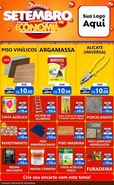 Modelo de Encarte para Encarte Grande com o tema Operação Setembro Com Muita Economia para Material para Construção