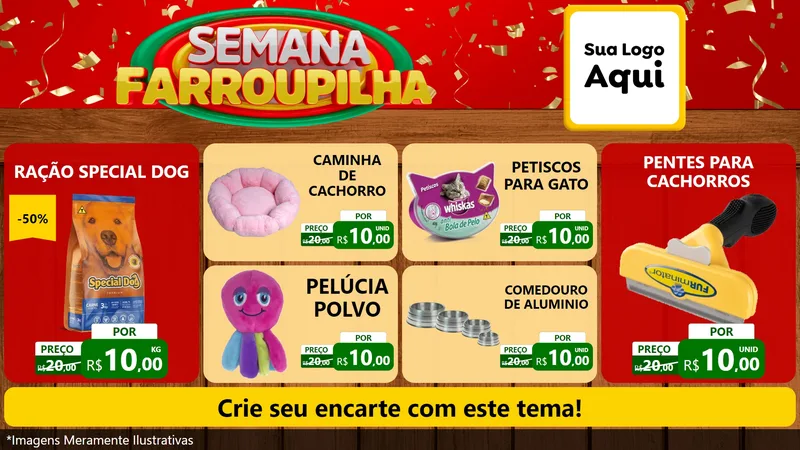 Modelo de TV para TV Horizontal com o tema Semana Farroupilha para Pet Shop