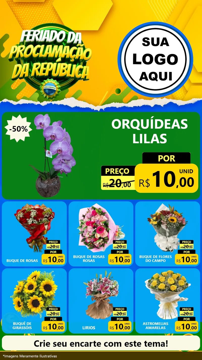 Modelo de Rede Social para Stories com o tema Feriado da Proclamação da República para Floricultura e jardim