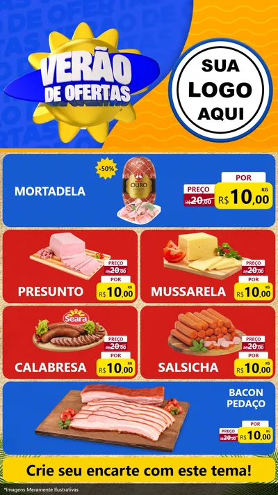 Modelo de TV para TV Vertical com o tema Verão de Ofertas para Frios e Laticínios