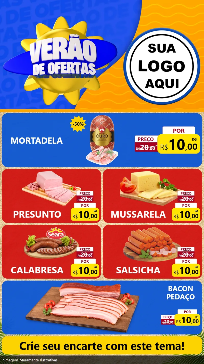 Modelo de TV para TV Vertical com o tema Verão de Ofertas para Frios e Laticínios