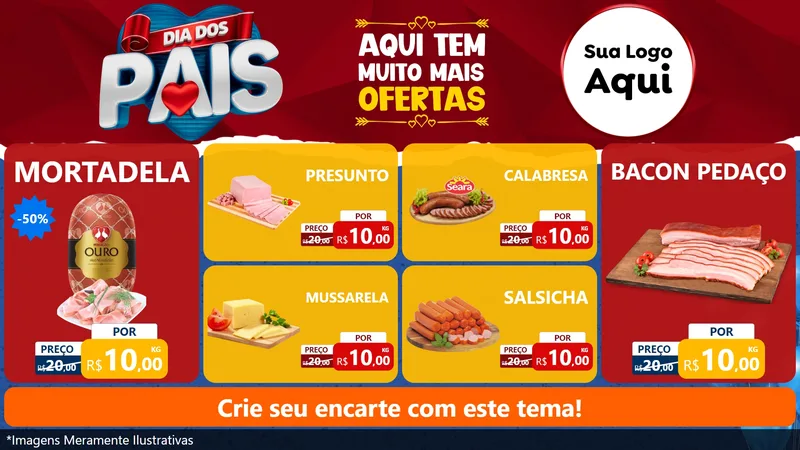 Modelo de TV para TV Horizontal com o tema Dia dos Pais para Frios e Laticínios