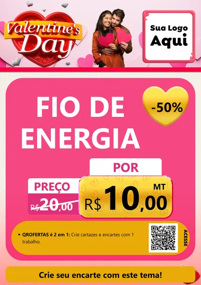 Modelo de Cartaz para Cartaz A4 Vertical com o tema Valentine's Day para Materiais Elétricos