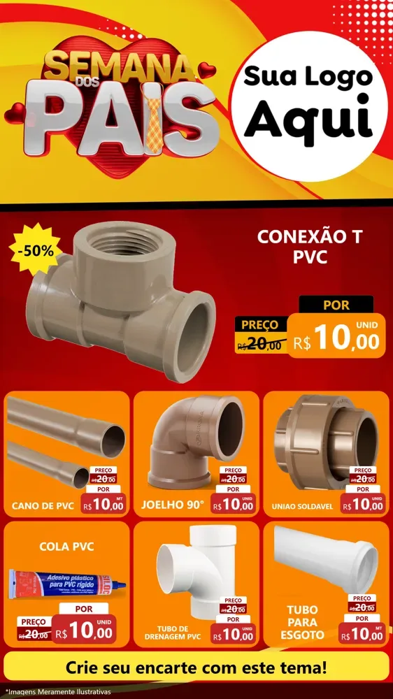 Modelo de Rede Social para Stories com o tema Semana Dos Pais para Tubos e conexões