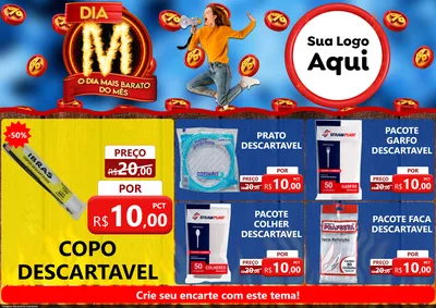 Modelo de Encarte para Encarte A4 Horizontal com o tema Dia M - O Dia Mais Barato Do Mês para Embalagens