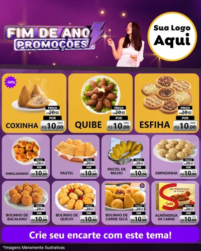 Modelo de Rede Social para Feed Instagram com o tema Fim de Ano Promoções para Salgadaria