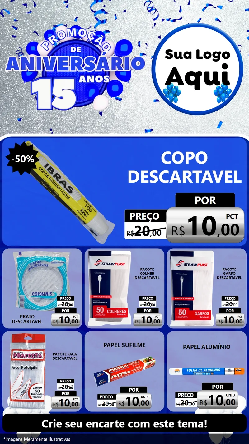 Modelo de Rede Social para Stories com o tema Promoção de Aniversário - 15 Anos para Embalagens