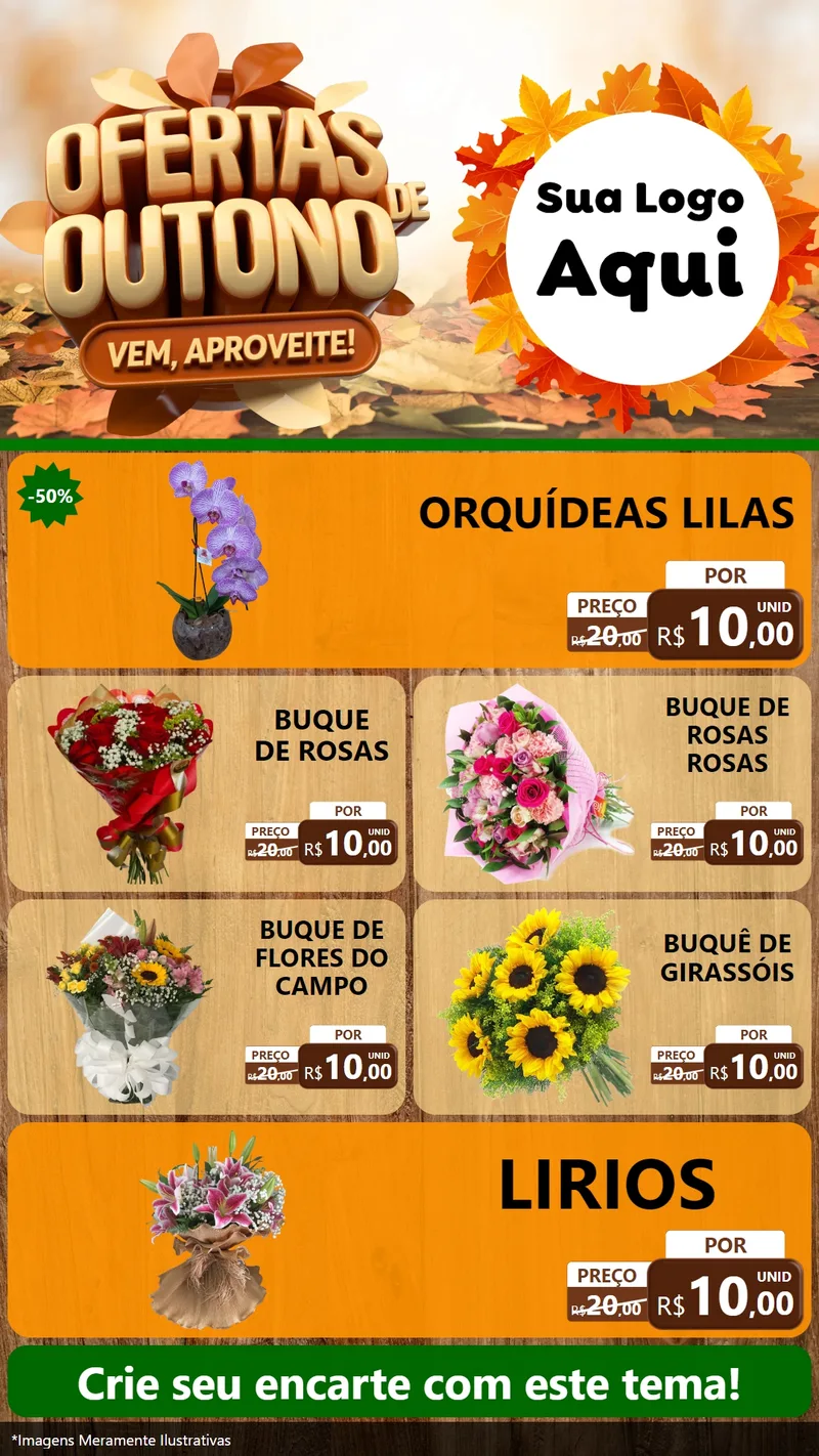 Modelo de TV para TV Vertical com o tema Ofertas de Outono - Vem, Aproveite! para Floricultura e jardim