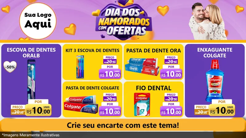 Modelo de TV para TV Horizontal com o tema Dia Dos Namorados Com Ofertas para Higiene Pessoal