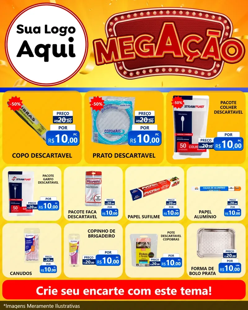 Modelo de Rede Social para Feed Instagram com o tema Mega Ação para Embalagens