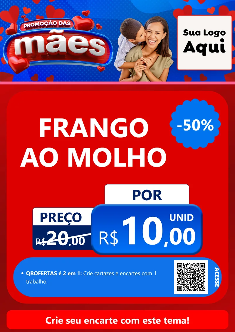 Modelo de Cartaz para Cartaz A4 Vertical com o tema Promoção das Mães para Restaurante