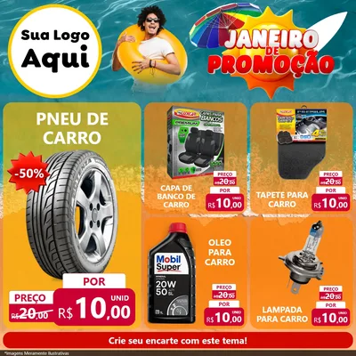 Modelo de Rede Social para Feed Facebook com o tema Janeiro de Promoção para Auto peças