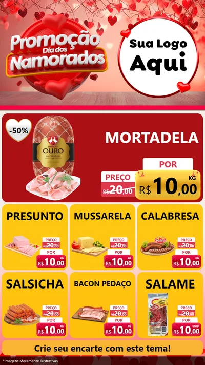 Modelo de Rede Social para Stories com o tema Promoção Dia dos Namorados para Frios e Laticínios