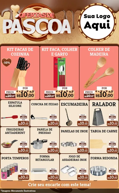 Modelo de Encarte para Encarte Grande com o tema Ofertas de Páscoa para Utilidades Domésticas